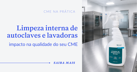 Limpeza interna de autoclaves e lavadoras: por que ela é decisiva no CME? Você sabia que a linha de saneantes Klare dispõe de um produto específico para a limpeza de câmaras de autoclaves, termodesinfectoras e cubas de lavadoras ultrassônicas?&nbsp; &nbsp; &nbsp; O&nbsp;Limpador de Equipamentos de Inox&nbsp;Klare é um detergente desincrustante ácido, apresentado na forma de [&hellip;]
